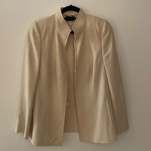 AKRIS authentic butter yellow / beige blazer jacket size 12 made in Italy